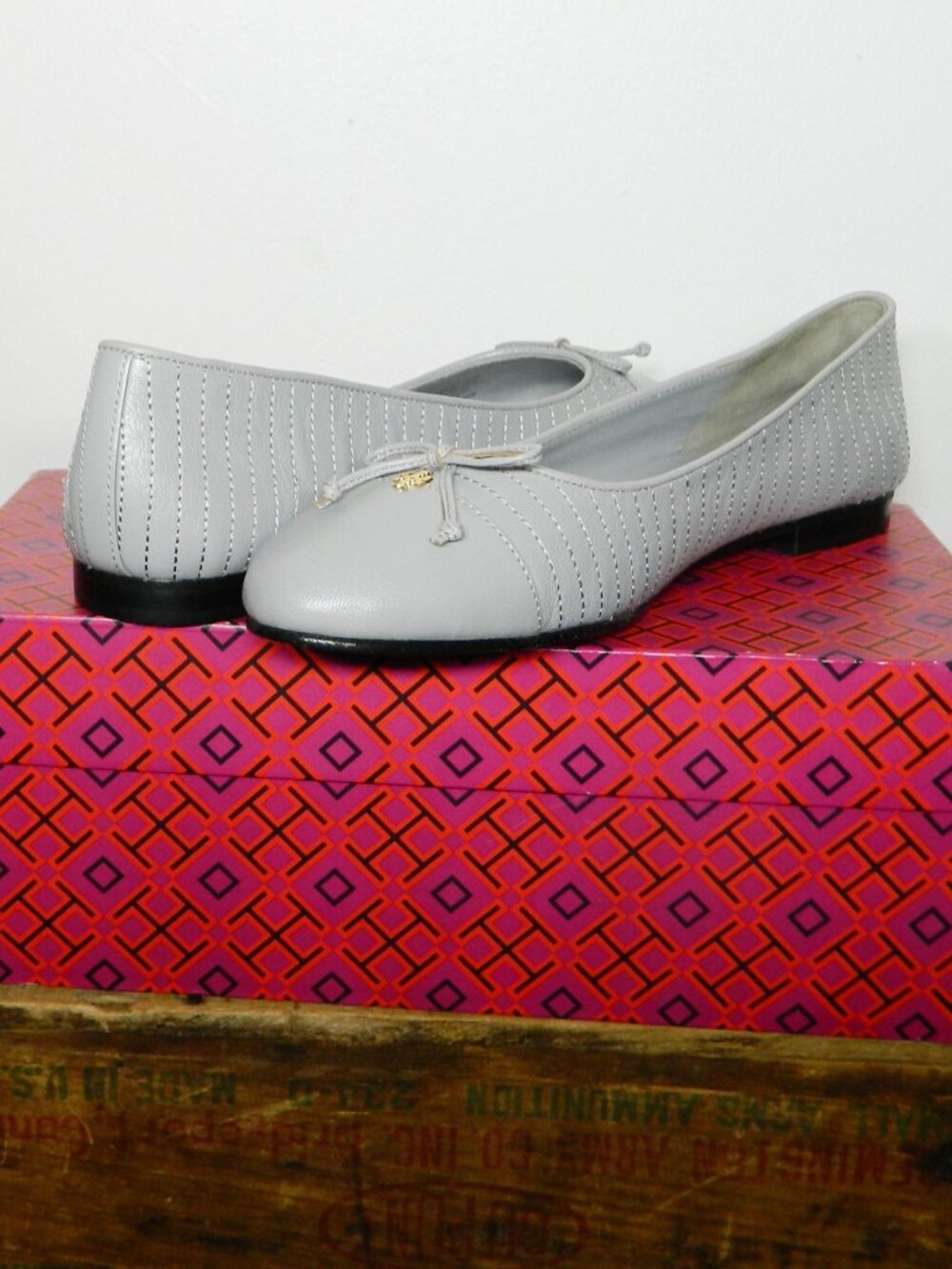 Tory Burch $248 Cap-Toe Quilted Ballet Flats Goat Leather Sz 10 NIB!